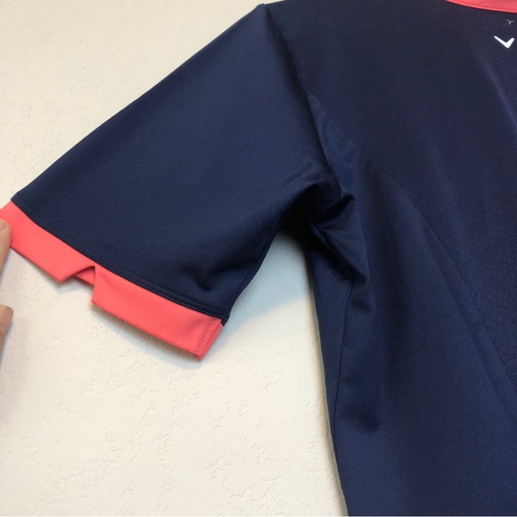 Callaway Women's 1/2 SLV Print Stripe Polo with Contrast Notch Cuffs Size L/G . - Picture 8 of 13